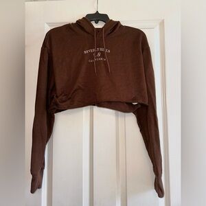 Refuge Athletics Dark Brown Cropped Beverly Hills Hoodie Size M